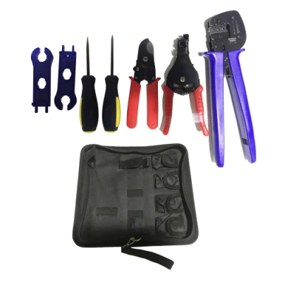 Juego de herramientas solares Kit Bolsa Herramienta manual Herramienta de engarzado Herramienta de corte Pelacables Cortador de alambre Llave inglesa 2.5/4/6 mm2 Herramienta de hardware para panel de conector solar Mc4 PV